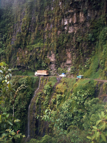 Driving on Yungas Road in Bolivia