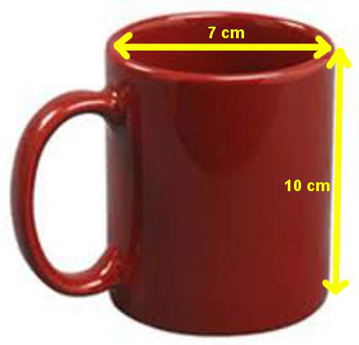 Diagram of coffee mug dimensions