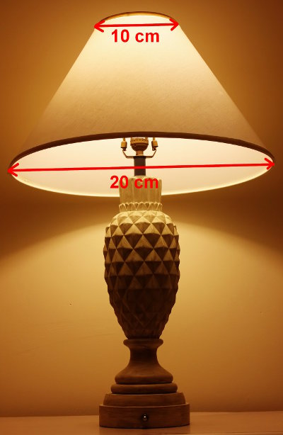 Diagram of diameter of top and bottom lampshade
