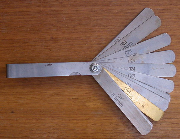 A feeler gauge